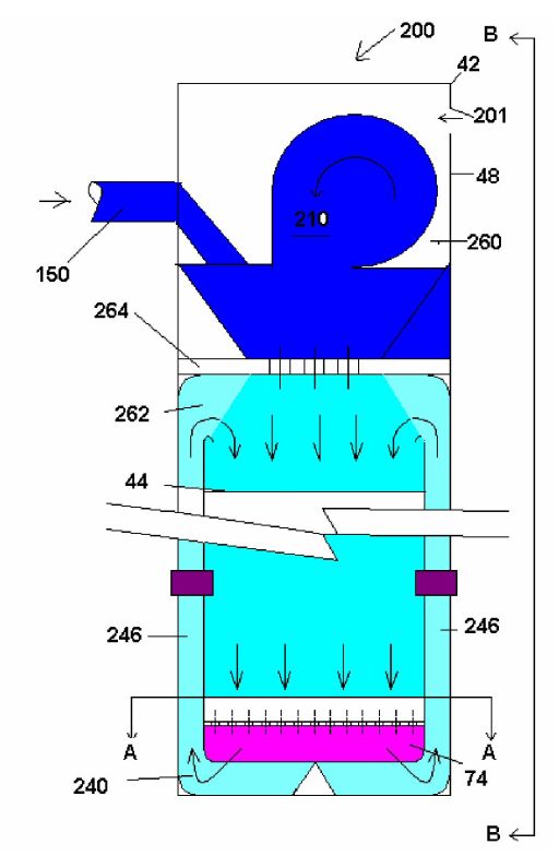 Ejector air curtain cleaner cross section schematic