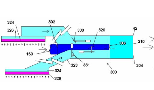 Variable air volume ejector controlled cleaner cross section schematic.